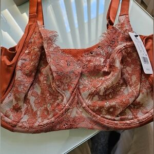 Lace Underwire Bra in Rust